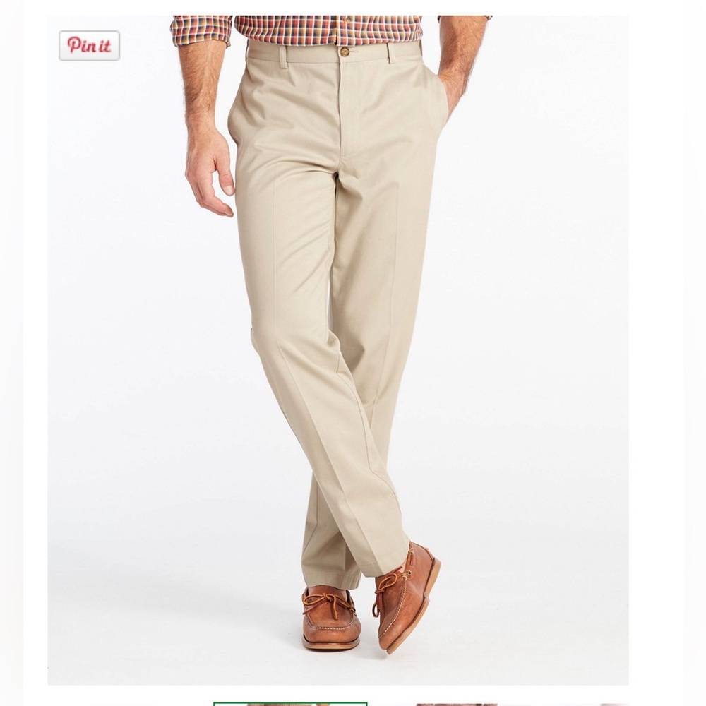 LL Bean Men's Wrinkle-Free Double L® Chinos, Classic Fit, Plain Front Khaki